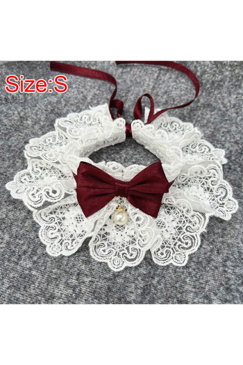 Choice Red Cute Cat Bow Collar Lace Floral Aesthetic Cats Bowtie Collar Bow Tie Pet Bib for Indoor Cats Kit