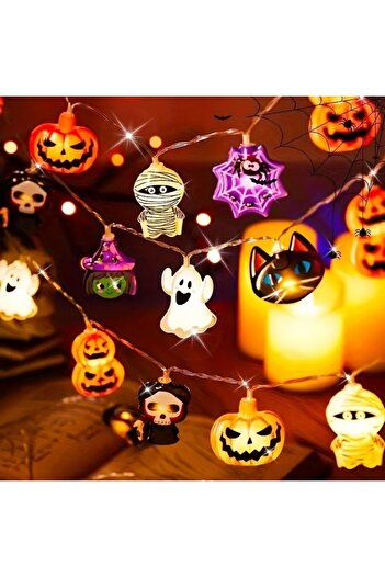 Choice 1PC 1.5M10LED Warm white 1PC 1.5M10LED/3M20LED Halloween Battery Box 8-Element Light String,Without