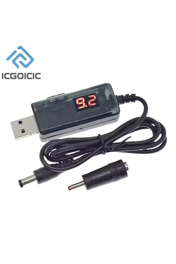 ICGOICIC 1PCS DC 5V to 9V 12V USB Step-up Converter USB Boost Converter Cable + 3.5x1.35mm Connecter For Powe