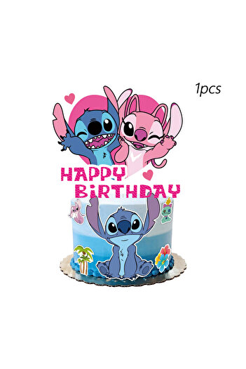 Miniso 1pcs Stitch Cake Topper、Cupcake Toppers，Stitch Birthday Decorations，Stitch Theme Party Supplies, Sti