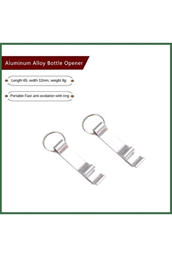 Choice silvery 2pcs Aluminum Multifunctional Beer Bottle Opener with Loop Keychain Style On-the-go Portable