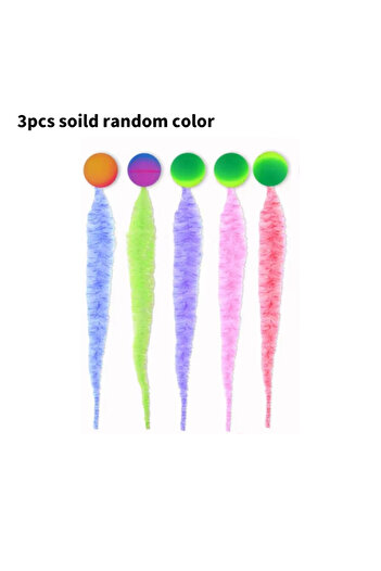 Choice 3pcs soild color Cat Interactive Toys Caterpillar Elastic Ball Cat Toy Rainbow Worm Bouncing Ball Pe