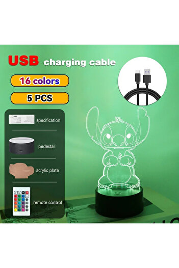 Miniso B16-Stitch 04 LED Night Ligh Illusion Stitch Lamps Remote Control Smart Touch Home Room Decor Lamp C