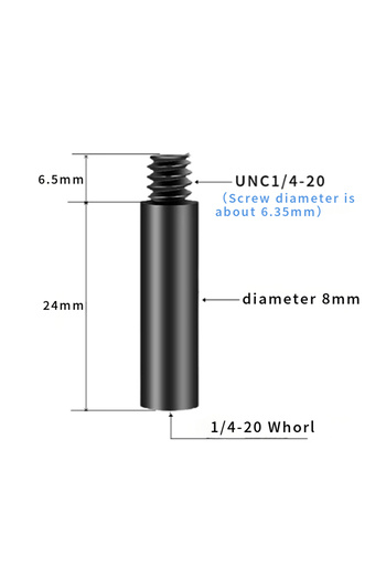 Choice 2pcs 24mm 24mm/44mm/70mm/94mm Extension Rod 1/4" Female Bottom 1/4" Male Top Poles Tripods Extenders