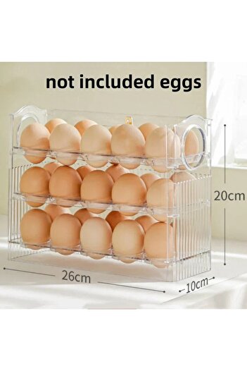 Choice Transparent Kitchen Large Capacity Egg Fridge Storage Box - Portable Multi-Layer Egg Tray Organizer,