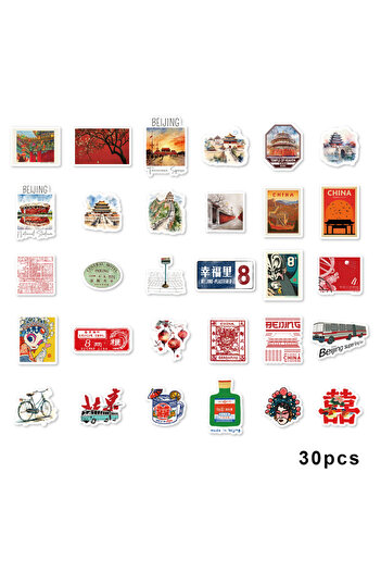 Choice 30pcs 30pcs Chinese Retro Graffiti Stickers Decorated Notebook Diary Water Cup Guitar Suitcase Class