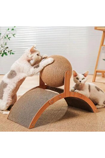 Choice S 2 In 1 Cat Scratching Ball Wooden Cat Scratcher Sisal Scratch Board Wear-Resistant Grinding Paw T.