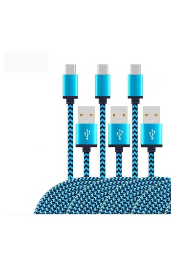 Choice 1m Bule 3PCS USB Type C Cable Nylon Braidede Fast Charging For Huawei Samsung Xiaomi Android Phone W