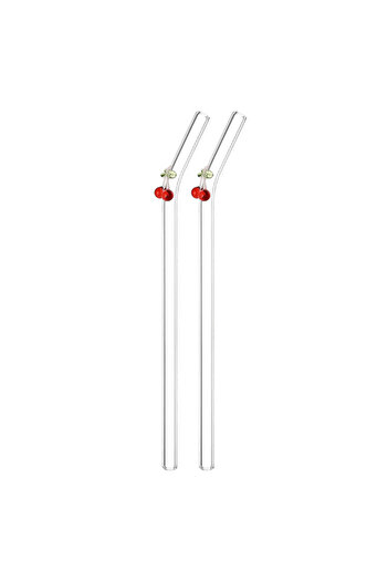 Choice 2 straws 1/2/5Pcs/set Reusable Straws Clear Glass Straws Colorful Cherry Design with 1 Cleaning Brus