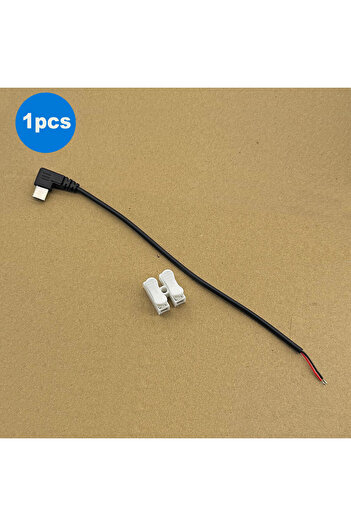 Choice 1 قطعة من كابل طاقة مفتوح الطرف من USB C إلى 2 دبوس، قابس USB من النوع C ذكر بزاوية 90 درجة مع كابل توصيل 2 دبوس