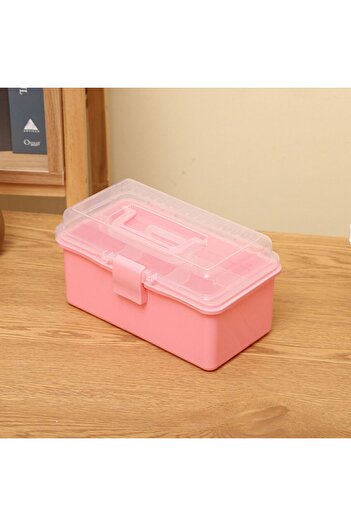 Choice 2 Layers pink 2/3 Layers Foldable Large Capacity Storage Box Multifunctional Plastic Portable Makeup