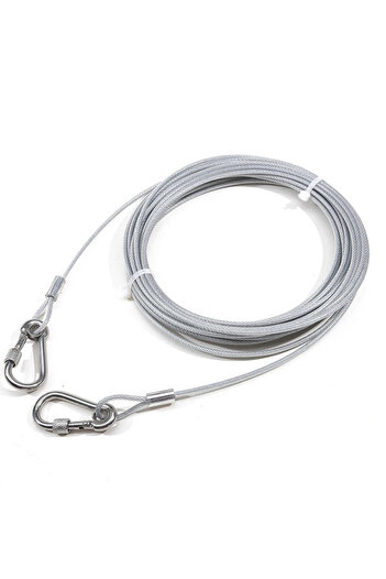 Choice 9M 29.5FT Silver Heavy-Duty Reflective Dog Tie-Out Cable, 250 lbs Capacity - Stainless Steel with Sw