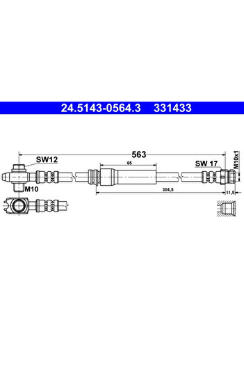 Ate Brake hose AUDI A3 (8P1) 2003-2012