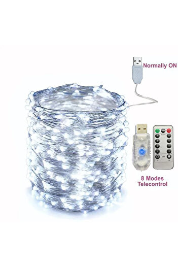 Choice Telecontrol 8 Modes 20M 200LEDs White 2/5/10/20/30M USB Fairy String Lights LED Sliver Wire Lights W
