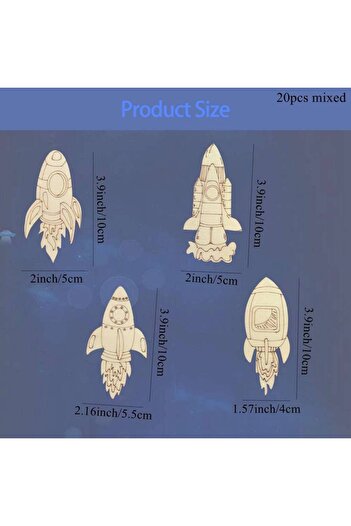 Choice 20pcs mixed 20Pcs/Set Wooden Spaceship Ornaments Multi Rockets Unpainted Crafts For Spaceship Boy's