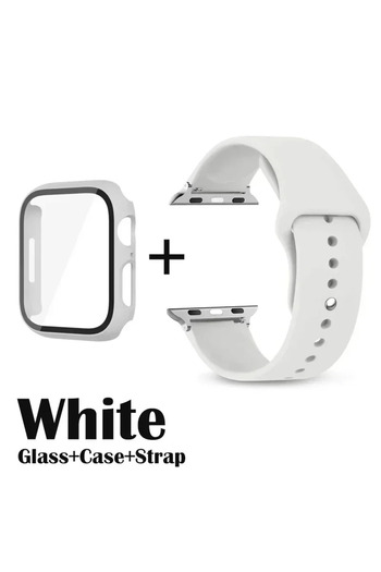 Choice 40mm-Series 6 5 4 SE White Glass+Case+Strap for Apple Watch Band 49mm 46mm 45mm 44mm 41 40 38mm Scre