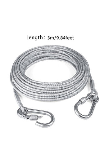 Choice 3m Dog Tie Out Cable Under 250LBS | Steel Wire Leash with Rotatable Buckle | Outdoor Camping Backyar
