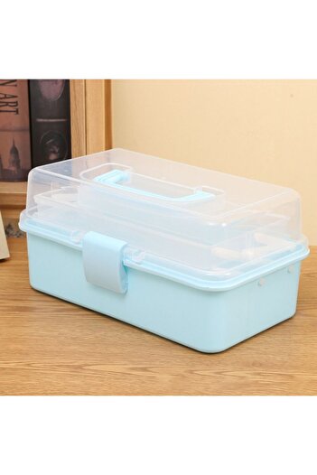 Choice 3 Layers blue 2/3 Layers Foldable Large Capacity Storage Box Multifunctional Plastic Portable Makeup