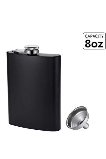 Choice 8 oz LMETJMA Matte Black Hip Flask for Liquor Stainless Steel Leak proof with Funnel Flask set Drink
