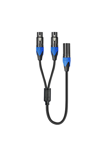 ALLOYSEED كابل مقسم XLR MFF بطول 50 سم، كابل مقسم XLR أنثى واحد إلى كابلين XLR ذكرين XLR، كابل مقسم Y، سلك مقسم الميكروفون