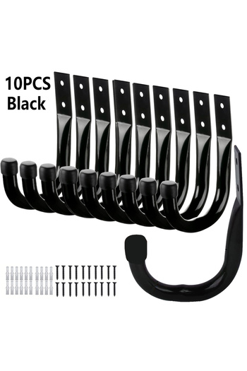 Choice Black-10Pcs 6-Piece/10 Piece Heavy Duty Garage Storage Hook, Industrial J-Type Practical Tool Holder