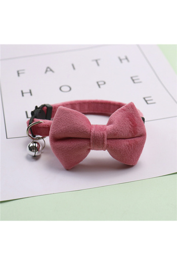 Choice Pink Velvet Cat Collar Solid Color Bowknot Puppy Chihuahua Collars with Bell Adjustable Safety Buckl