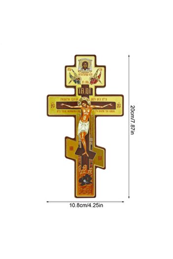 Choice As shown Wall Crucifix Ornament Double-Sided Wooden Byzantine Crucifix Jesus Christian Church Prayin