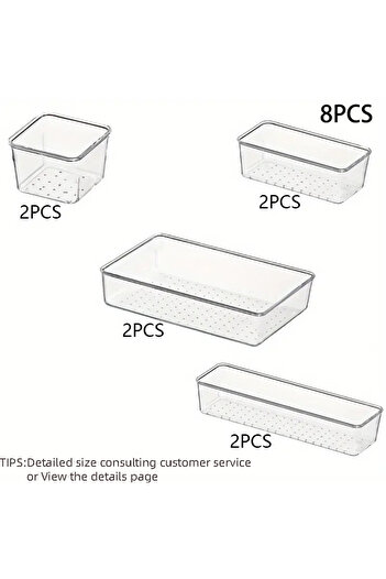 Choice Transparent-8Pcs 25-piece Visual Drawer Storage Box Set Transparent Compartment Multi-functional Des
