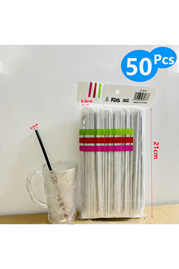 Choice 6mm Black 50Pcs 50-1500Pcs Black Drinking Straws Plastique Paper Straws Single Piece Packaging rietj
