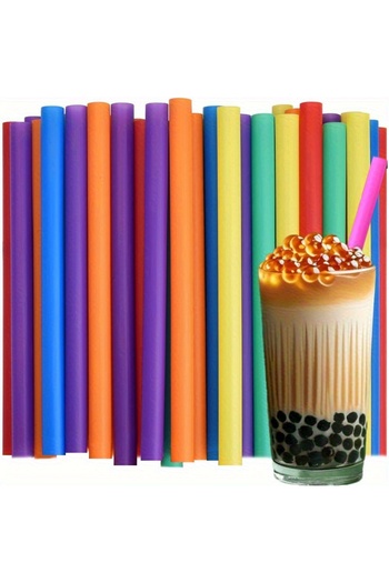 Choice MULTI 50Pack Colorful Reusable PP Wide Straws - 1.1cm/21cm for Boba, Shakes & Popsicles. Food-safe,