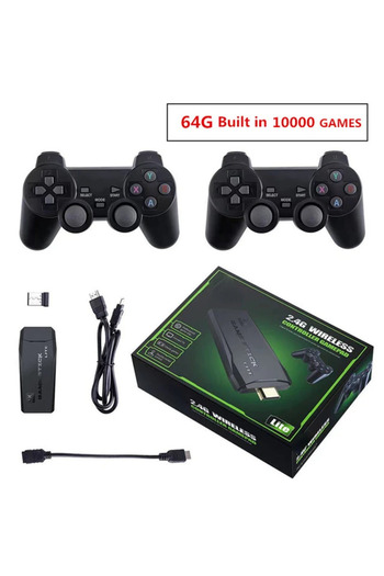 Choice وحدة تحكم ألعاب الفيديو M8 4K HD بسعة 64 جيجابايت و20000 لعبة ووحدة تحكم لاسلكية مزدوجة مدمجة 2.4 جيجاهرتز