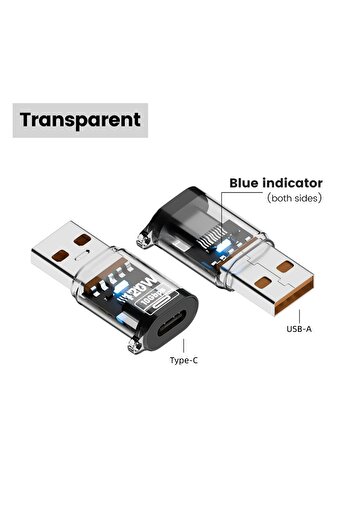 Choice Transpar U Male to C USB 3.2 to Type C Adapter OTG Fast Charging 120W 10GB High Speed Data Audio Tra
