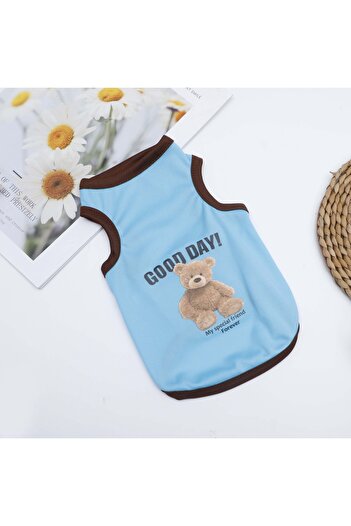 Choice L Sky Blue Cartoon Bear Dog Clothes Cute Cotton Dog Costume Pet T-shirt Cats Vest for Puppy Small Me