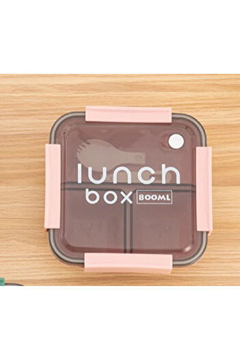 Choice square pink 800/1100ml Plastics Compartmented Lunch Box Microwave Safe Bento Box with Cutlery Food S