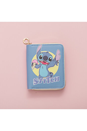 Miniso 06 Stitch Coin Purse Fashion Cartoon Zipper Wallet Kawaii Anime Student Print Card Holder ID Storage