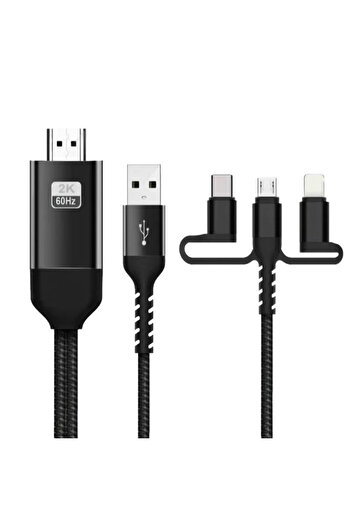 Choice Black 3 in1 Micro USB Type C To HDMI-compatible Adapter Cable for IPhone X 6 7 8 IPad Samsung S8 S9