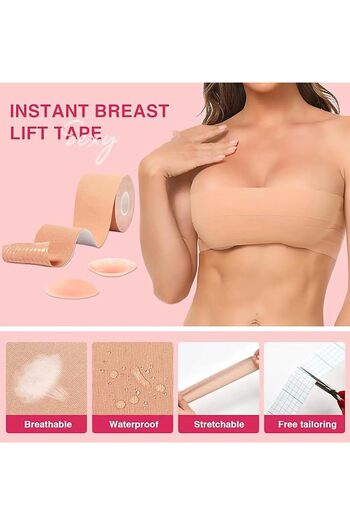 SERENITYCOSMETIC Snmifr Tape Set - Instant Breast Tape with 10 Fashion Pasties with 36 Double Sided Clothing Tape and