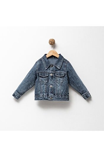 LOVE MAXX Detailed Denim Coat Blue
