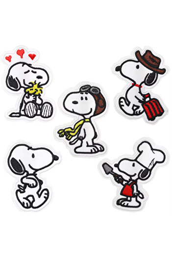 Miniso 5PCS 5PCS Cartoon Anime Snoopy Embroidered Patches Cute Cartoon DIY Iron-On Appliques for Jeans, Jac