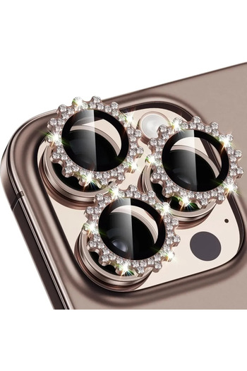 Choice Other For 16Pro 16PMax Titanium Bling 3D Metal Gear Design Diamond Camera Lens Glass Protector For I
