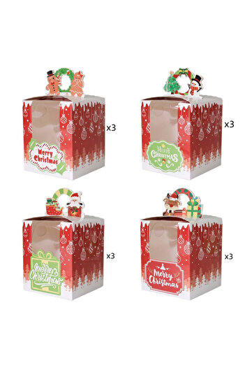 Choice show in description 12pcs 12pcs Christmas Paper Box with Window Handle Candy Box Soap Candle Cookie