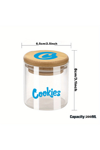 Choice Blue Cookies Glass Storage Jars with Airtight Bamboo Lid for Serving Tea, Coffee, Spice, Candy, Cook