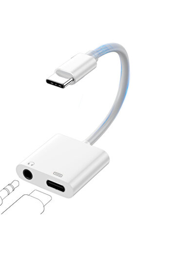 Choice WHITE Audio Adapter USB C to 3.5mm+ USB C, Type C Audio Adapter with Charging Dongle for Iphone Sams