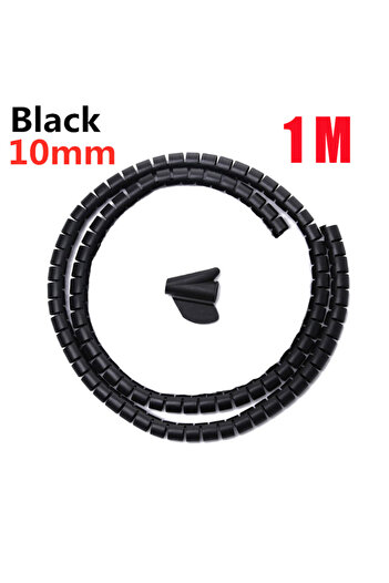 Choice 10mmx1m Black 2M/1M Flexible Spiral Cable Organizer Cable Wire Winder Protector Computer Cord Protec