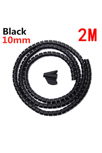 Choice 10mmx2m Black 2M/1M Flexible Spiral Cable Organizer Cable Wire Winder Protector Computer Cord Protec