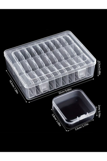 Choice 1 set 1 Set Of 30pcs Transparent Plastic Storage Box Mini Small Grid With Lid Square Jewelry Pearls