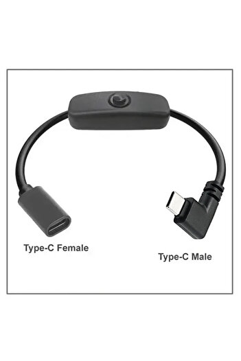 Choice كابل تمديد USB-C ذكر أنثى بزاوية 90 درجة بطول 35 سم - 13.78 بوصة من C-F إلى C-M مع مفتاح تشغيل وإيقاف، USB T
