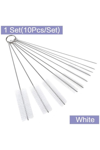 Choice 1set-White Nylon Straw Cleaning Brush Kit Pipe Cleaner Stainless Steel Long Handle Cleaning Bottle B