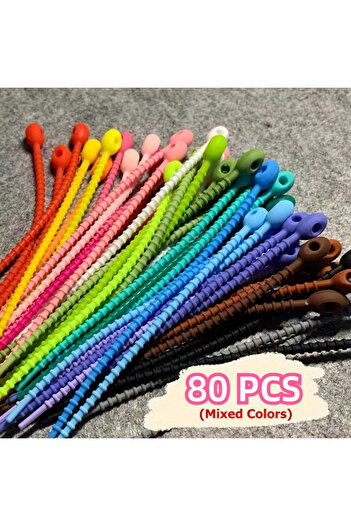 Choice Mixed Colors 80Pcs Twistable and Multifunctional Cable Wire Organizer 80Pcs Silicone Cord Management