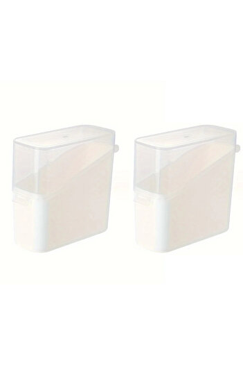Choice 2pcs white Japanese Style Tilted Transparent Lid Storage Box| Cheese Tea Coffee Storage Organizer| S